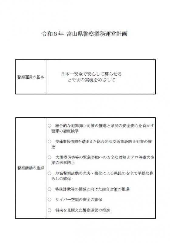 令和6年富山県警察業務運営計画（改）