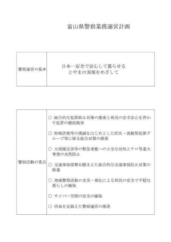 令和7年富山県警察業務運営計画
